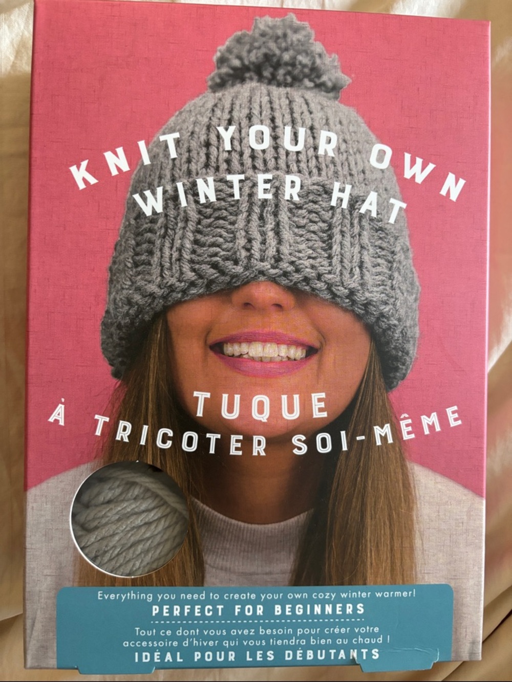Knit Your Own Winter Hat Kit - Gray Pom Beanie